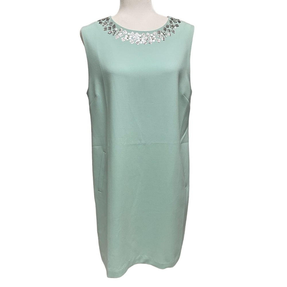 Vineyard Vines 10 Rayon Wintermint Green Beaded Sleeveless Shift Dress 134578